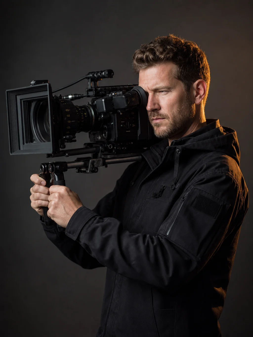 James Ryan on set with camera rig