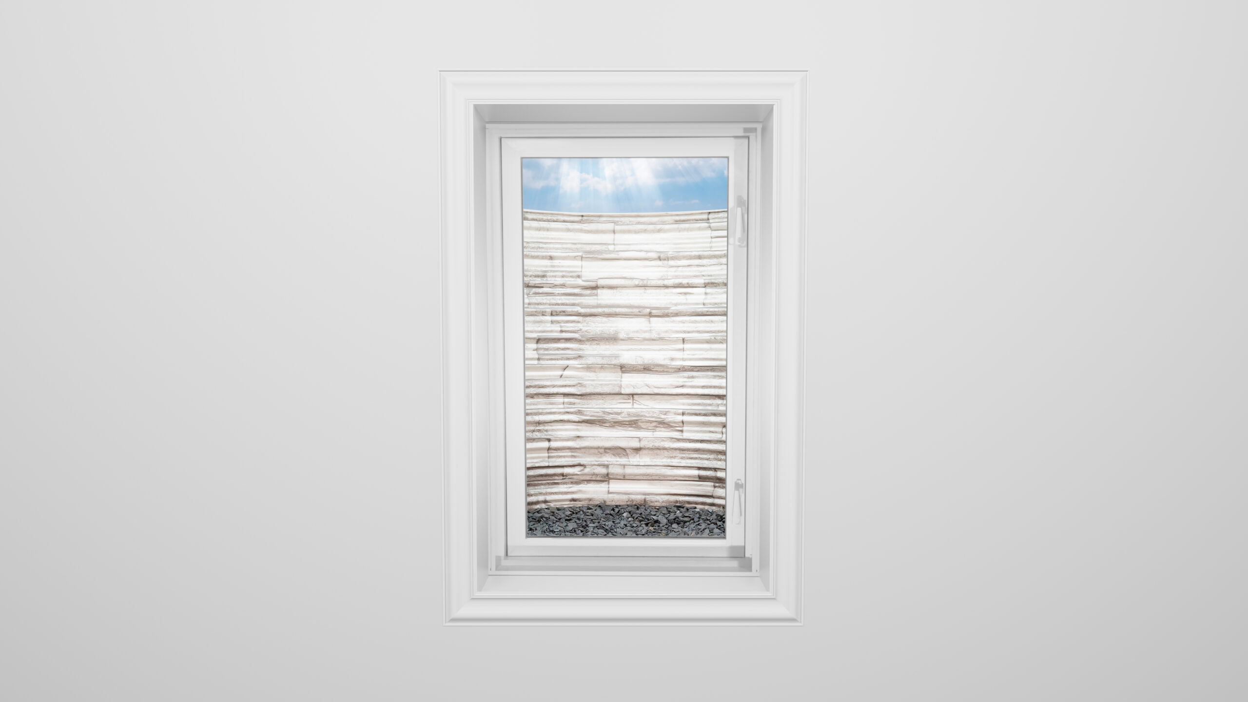 Egress Pros Stone Slim window well product photography