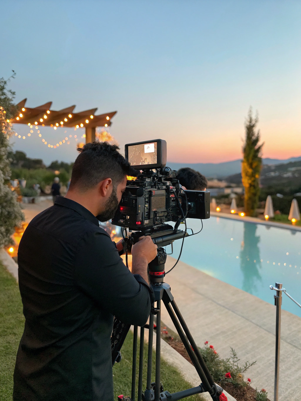 James Ryan filming on location with a cinema camera rig