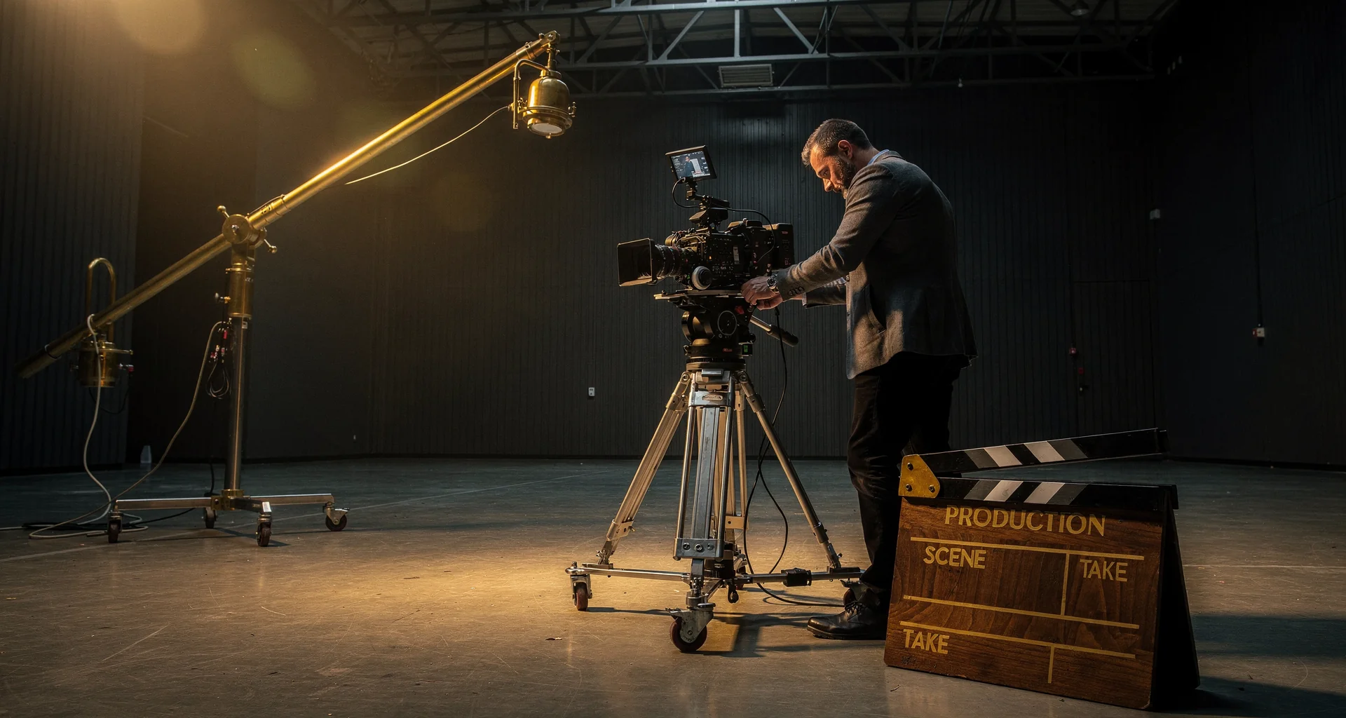 James Ryan operating a cinema camera rig on set