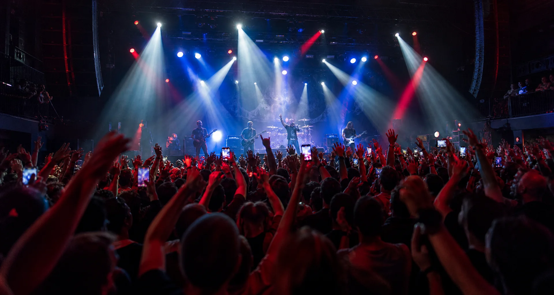 Live music concert stage lights and performance footage capture